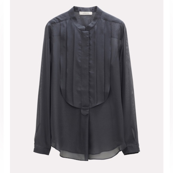 Dorothee Schumacher 100% Silk Sophisticated Charcoal Blouse Size S Anthracite - Picture 1 of 3